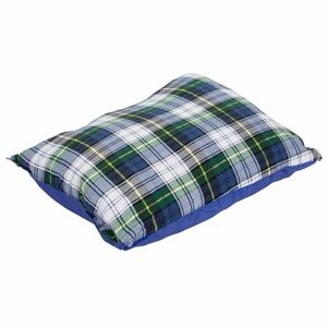 Plaid Blue and Green Camping Pillow